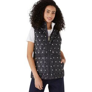 Kate Spade Black & White Quilted Polka Dot Reversible Vest Zip Front | Women’s L